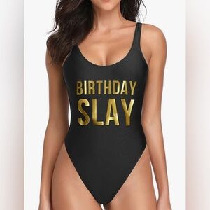 Baywatch-Inspired One Piece Swimsuit with High Cut and low back birthday slay XL